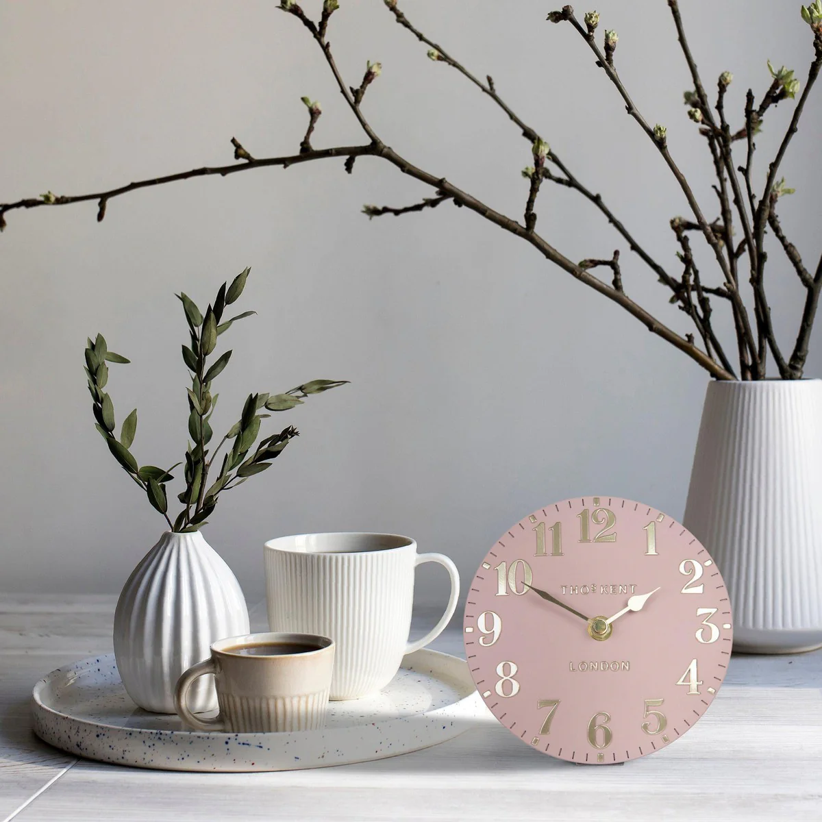 Thomas Kent 6'' Arabic Mantel Clock Blush Pink - Image 2