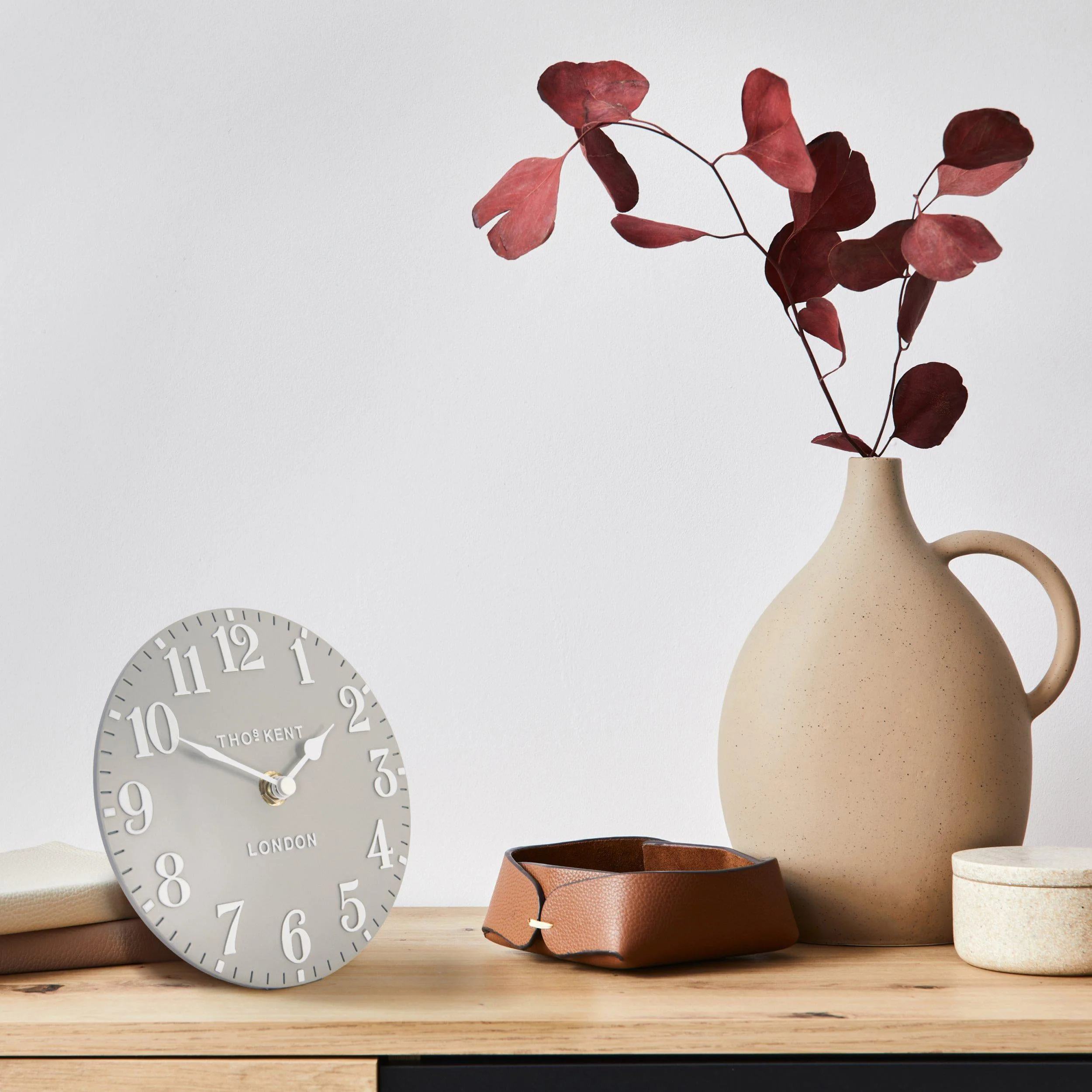 Thomas Kent 15cm Arabic Mantel Clock Dove Grey - Image 2