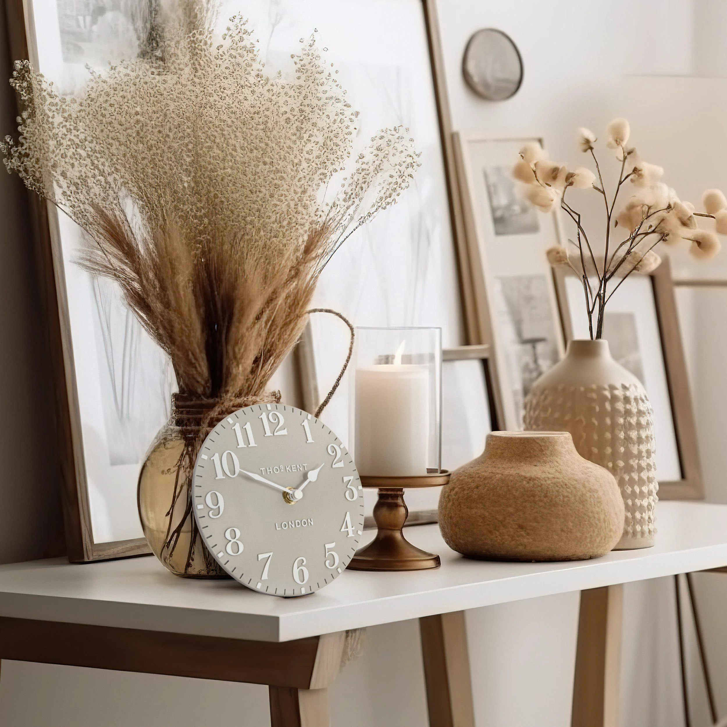 Thomas Kent 6'' Arabic Mantel Clock Sand - Image 2