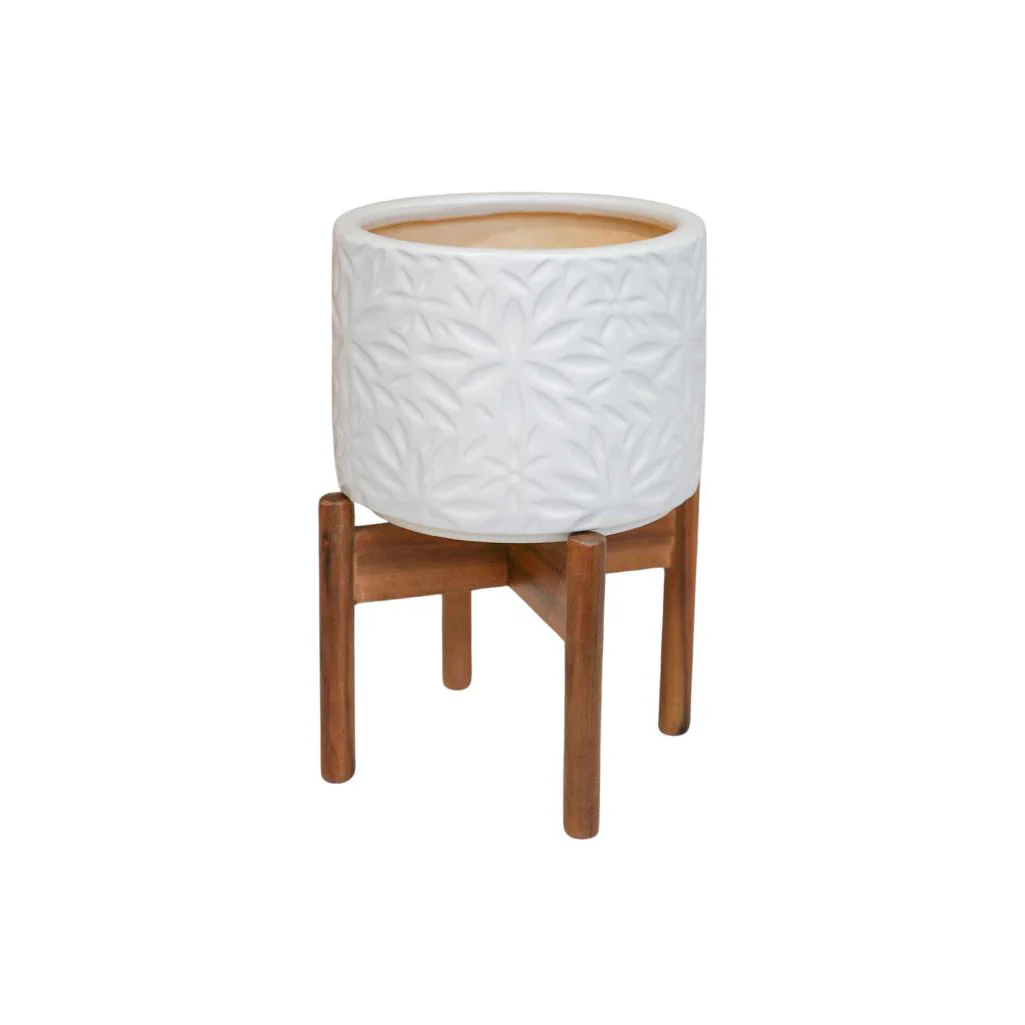 Ivyline Aspen Flower White Planter - Image 3