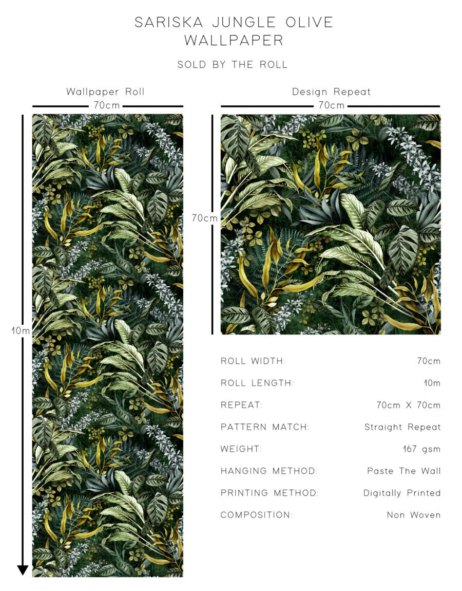 Avalana Sariska Jungle Wallpaper - Olive - Image 2