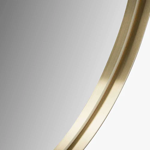 Pacific Lifestyle Brushed Gold Metal Slim Frame Round Wall Mirror Small - Image 3