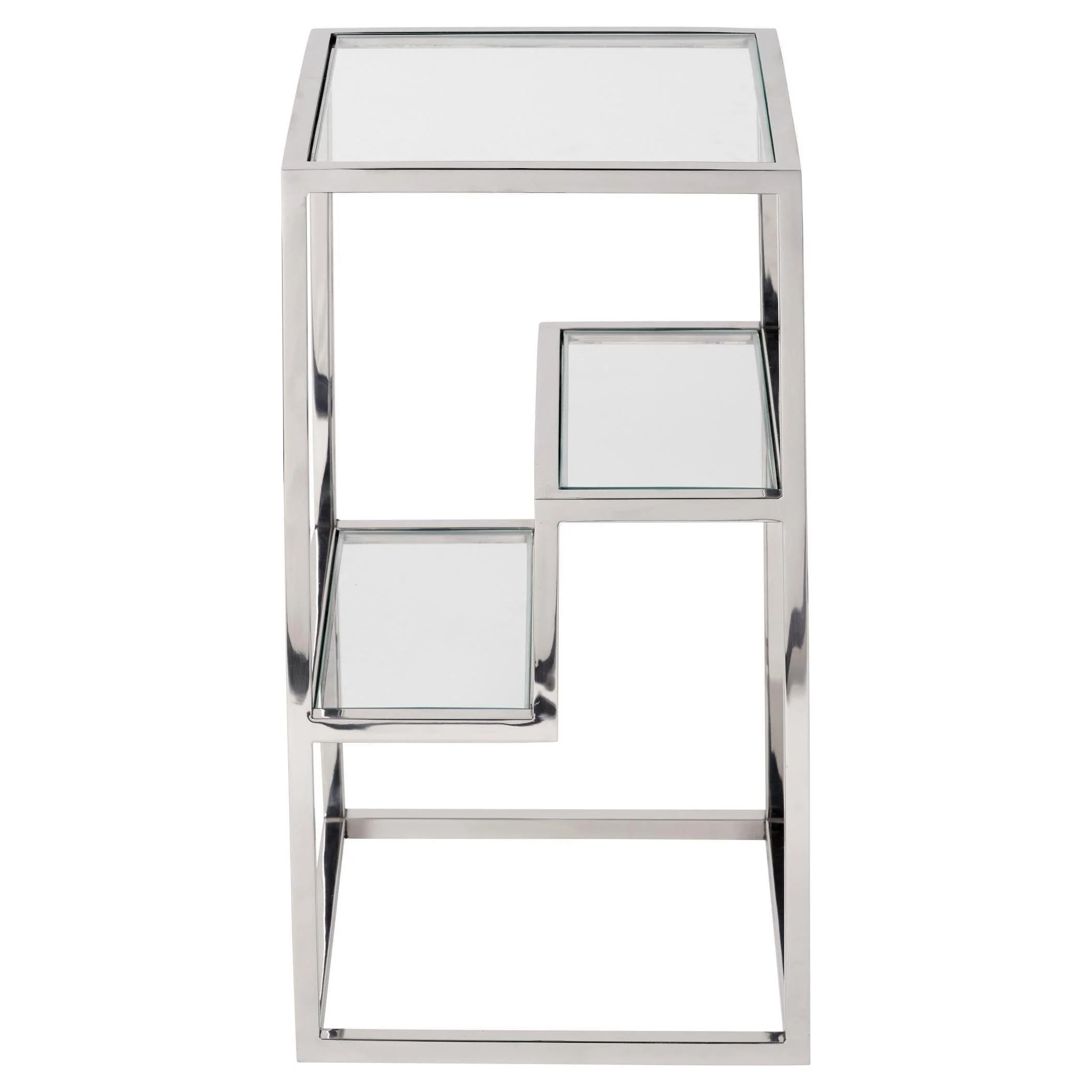 Pacific Lifestyle Aleandra Clear Glass and Silver Metal Side Table