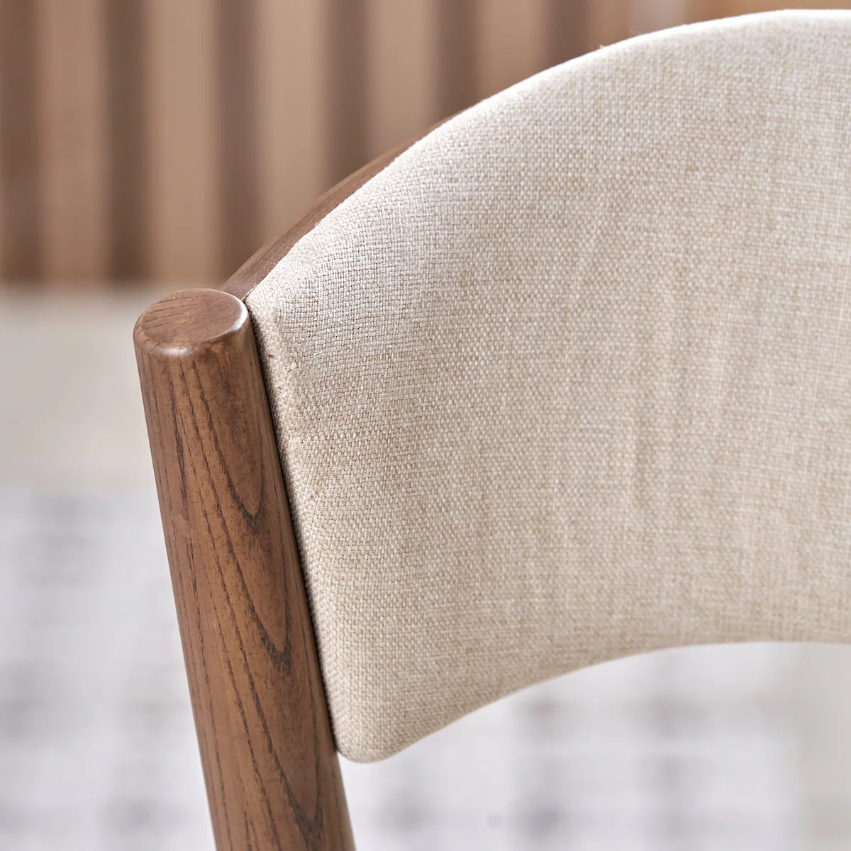 Pacific Lifestyle Alvar Natural Linen and Dark Ash Wood Curved Back Dining Chair - Image 9