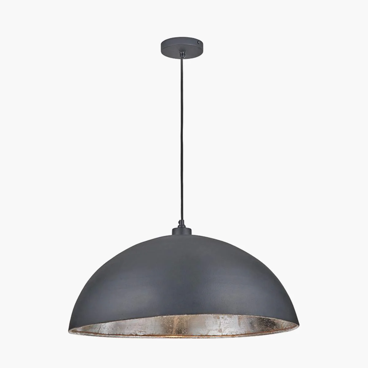 Pacific Lifestyle Anders Matt Black and Silver Leaf Metal Dome Pendant - Image 2