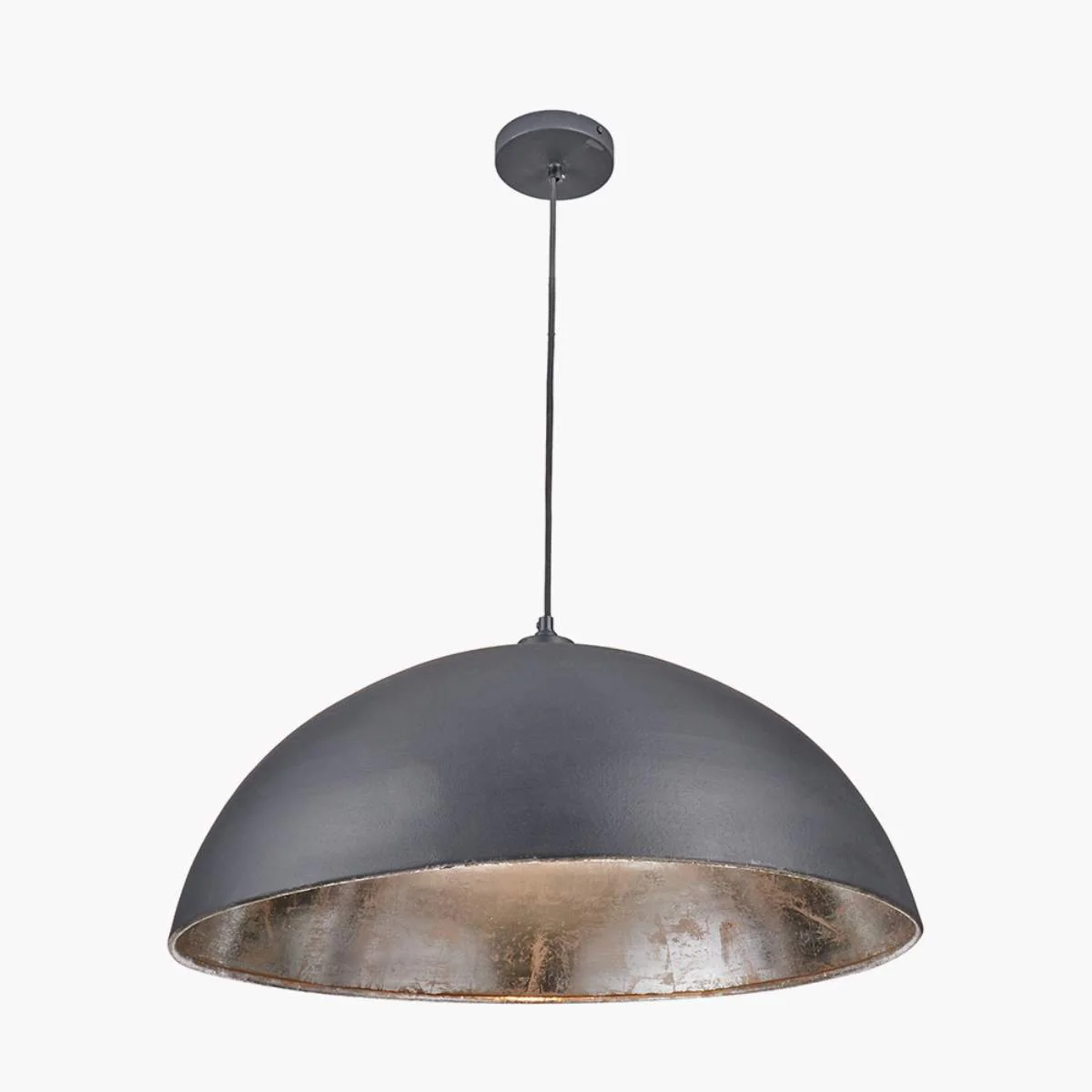 Pacific Lifestyle Anders Matt Black and Silver Leaf Metal Dome Pendant - Image 3