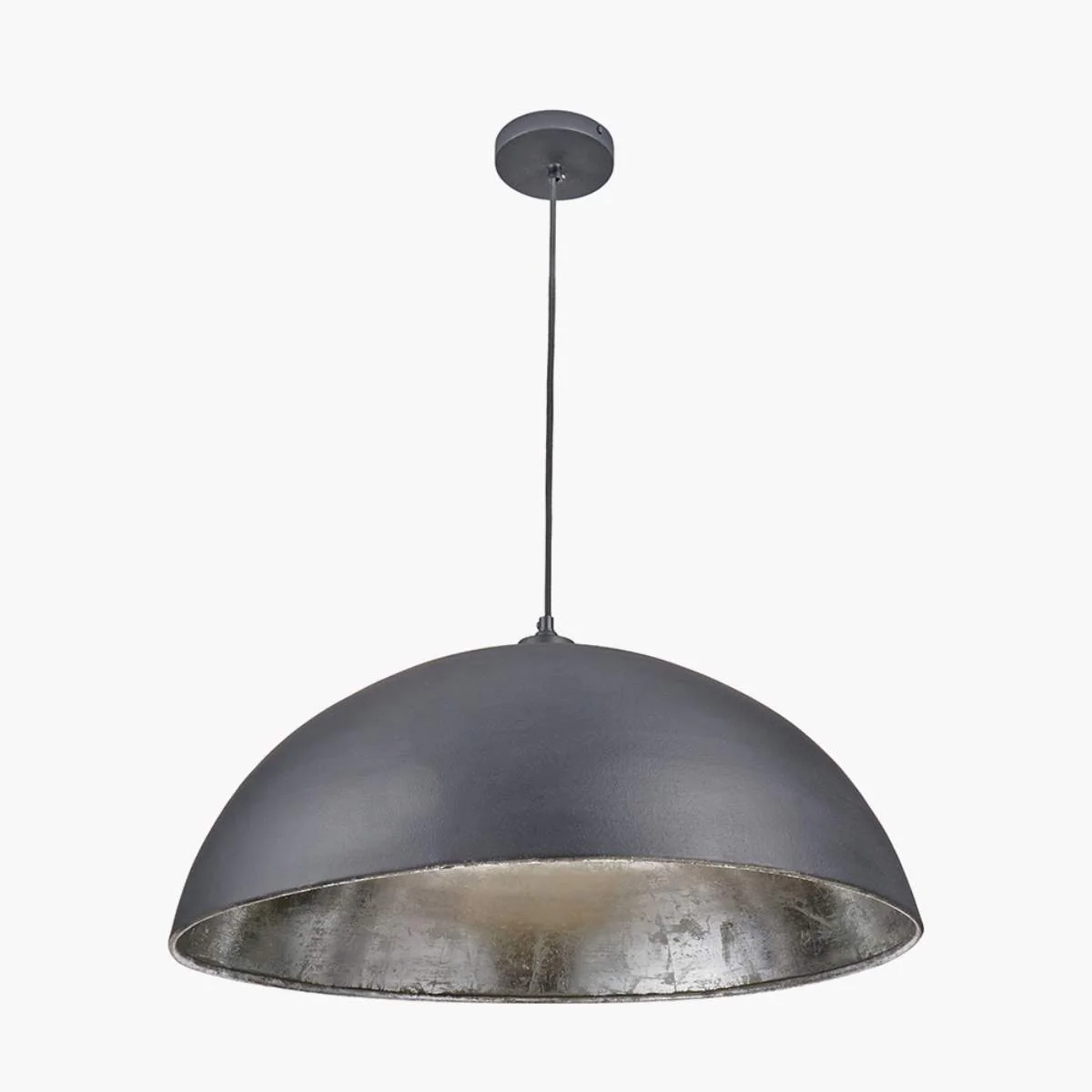 Pacific Lifestyle Anders Matt Black and Silver Leaf Metal Dome Pendant - Image 4
