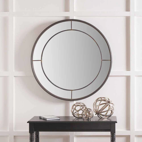 Pacific Lifestyle Antique Bronze Metal Round Wall Mirror - Image 7
