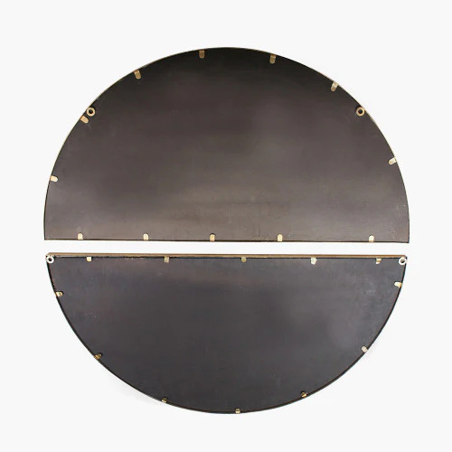 Pacific Lifestyle Antique Gold Metal 2 Half Moon Section Wall Mirror - Image 3