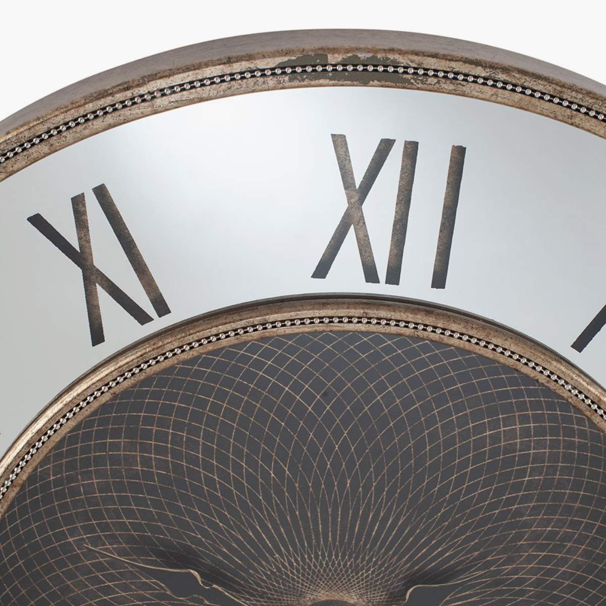 Pacific Lifestyle Antique Gold Wood and Geo Print Mirror Wall Clock - Image 3