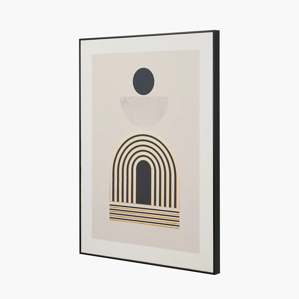 Pacific Lifestyle Art Deco Print with Linear Gold Detail and Black Frame - Image 3