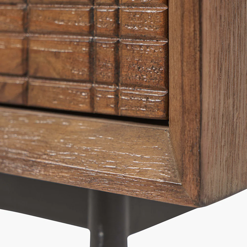 Pacific Lifestyle Arte Dark Brown Acacia Wood and Black Metal Bedside Unit - Image 8