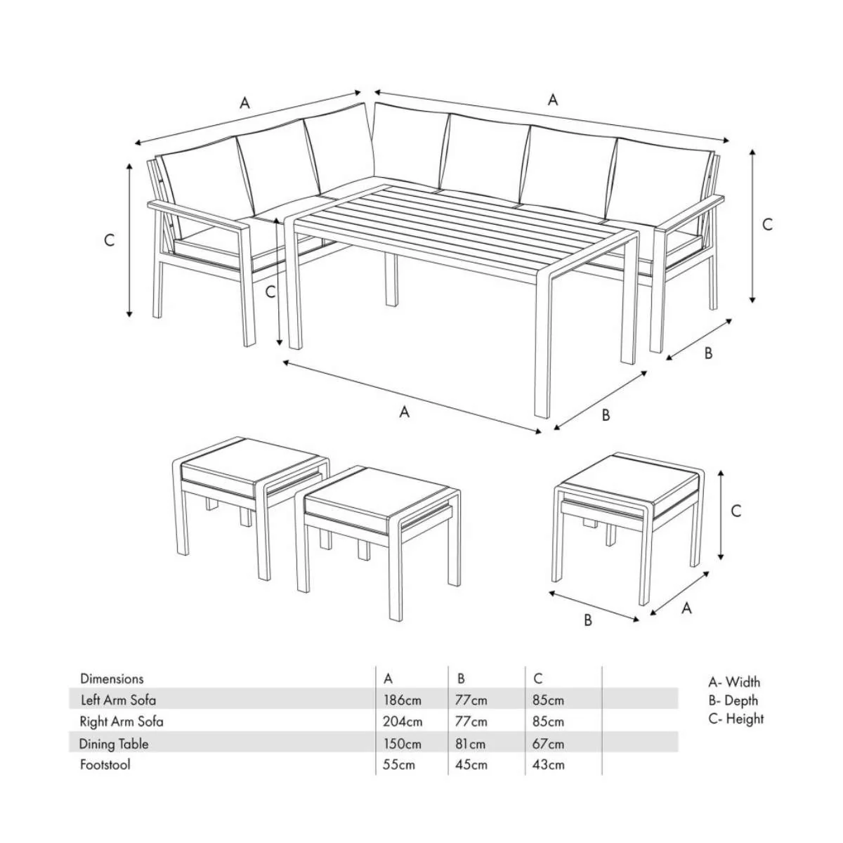 Pacific Lifestyle Aruba Outdoor Corner Seating Set - Image 20