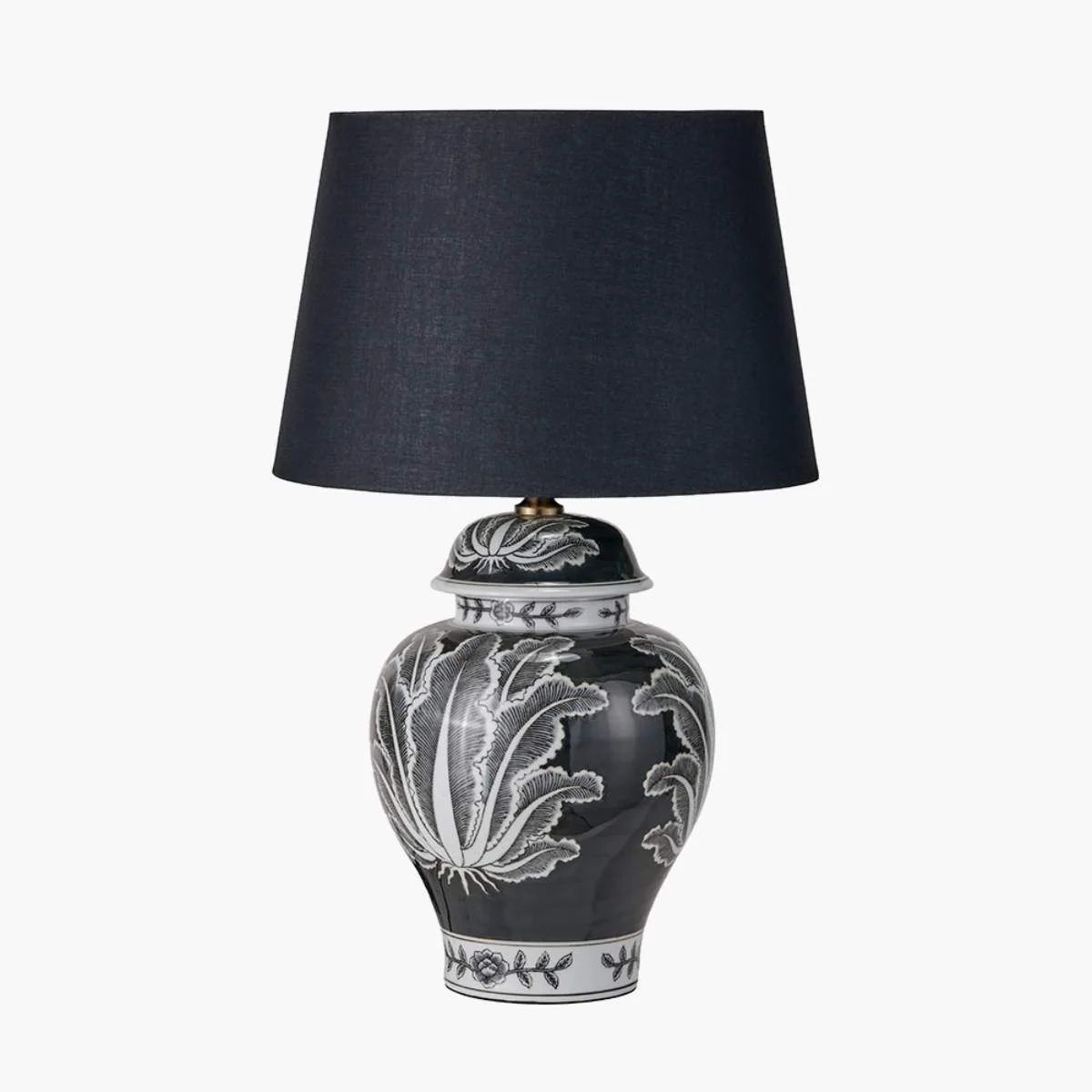 Pacific Lifestyle Asteria Black and White Feather Ceramic Urn Table Lamp Base - Image 7