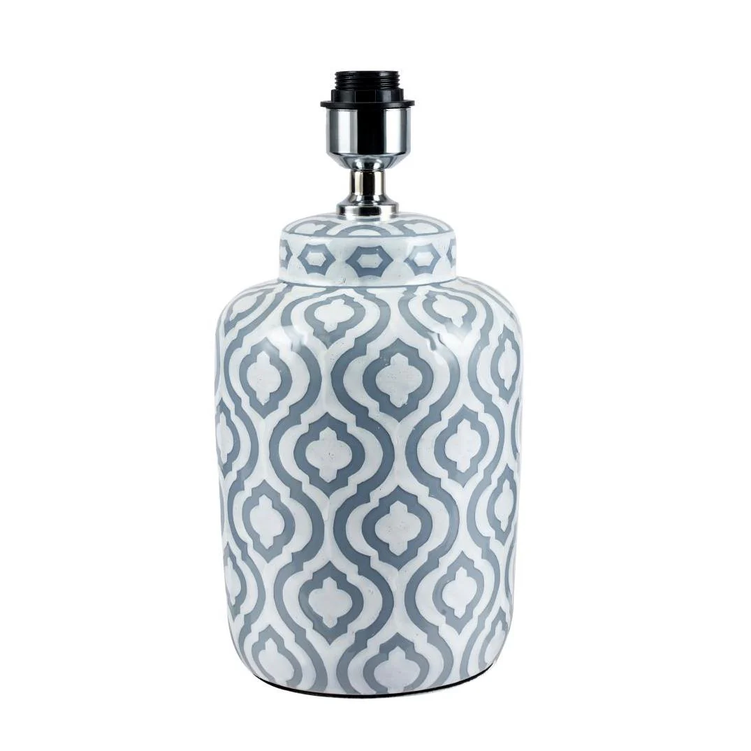Pacific Lifestyle Astrid Grey and White Pattern Ceramic Table Lamp Base