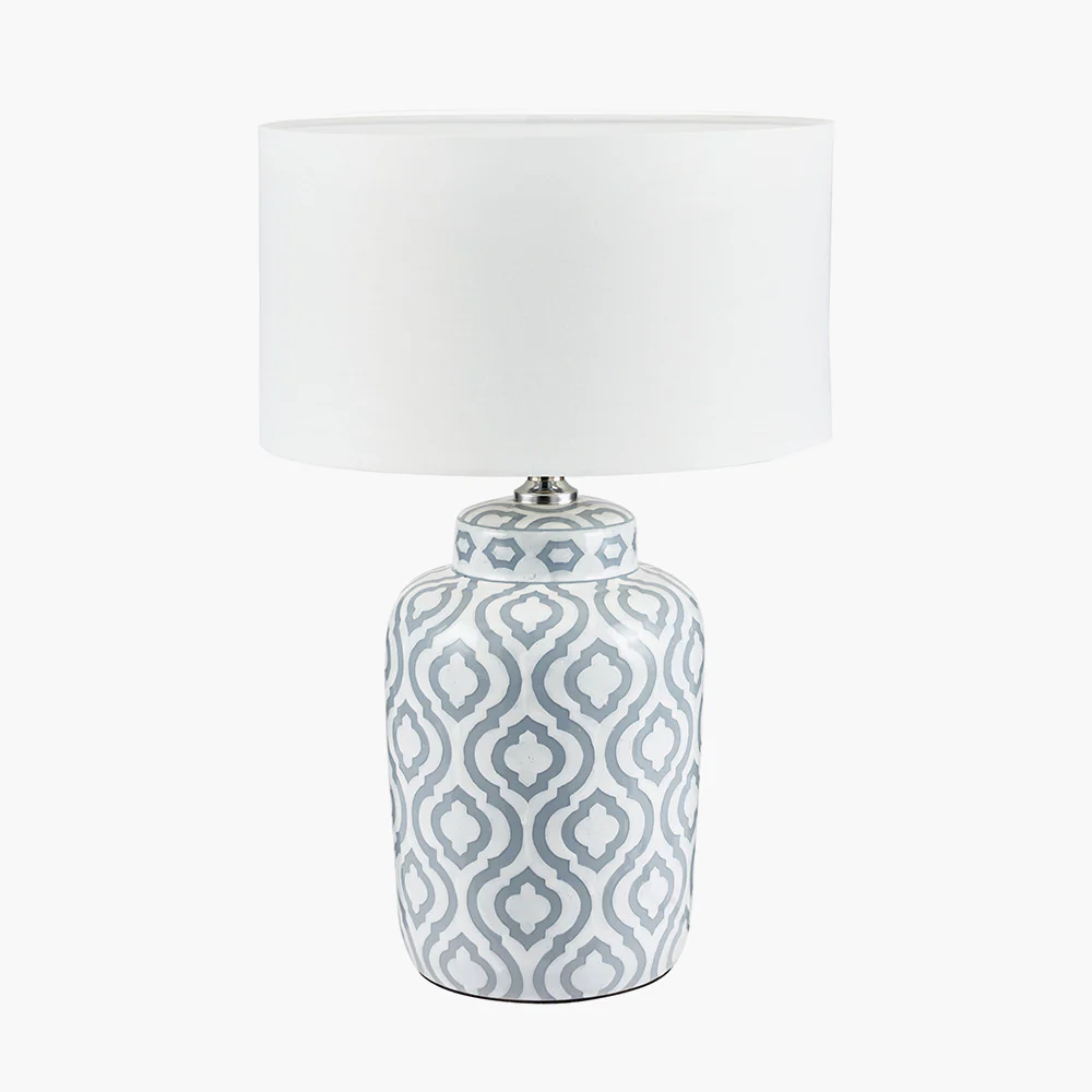 Pacific Lifestyle Astrid Grey and White Pattern Ceramic Table Lamp Base - Image 2