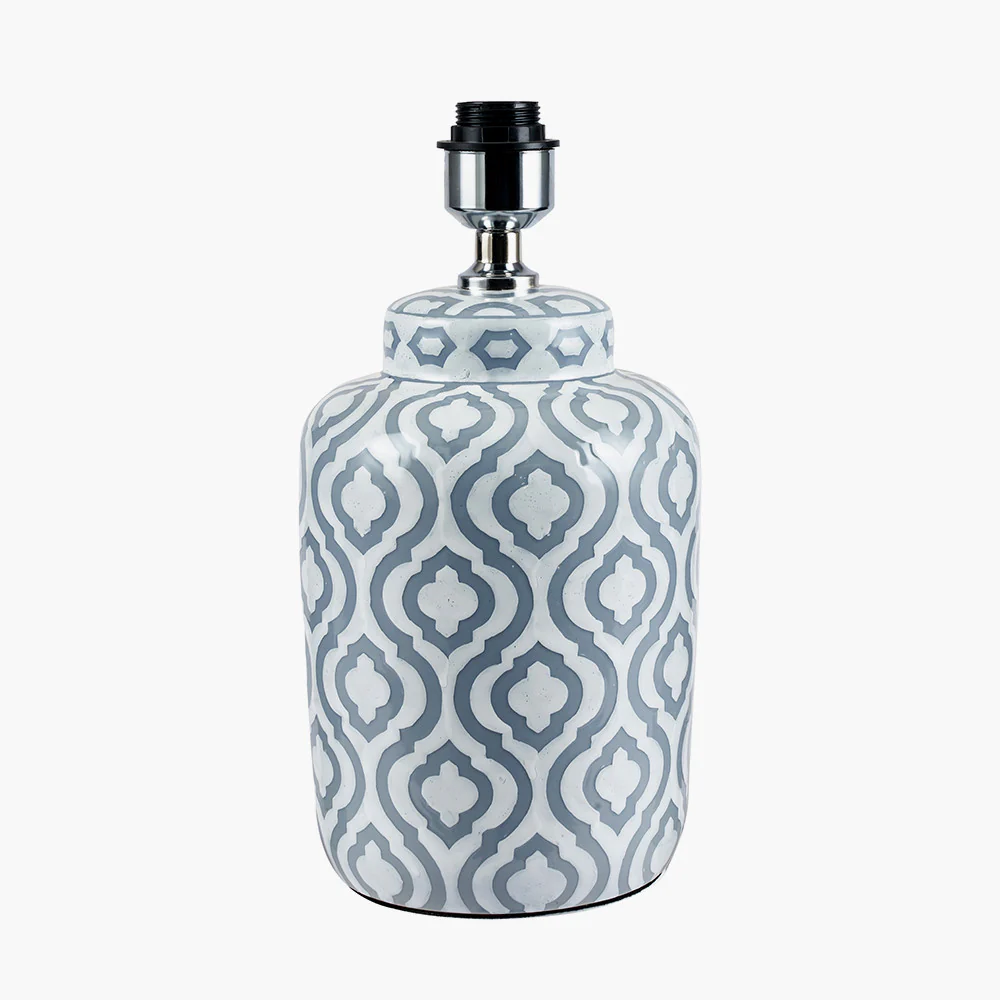 Pacific Lifestyle Astrid Grey and White Pattern Ceramic Table Lamp Base - Image 3
