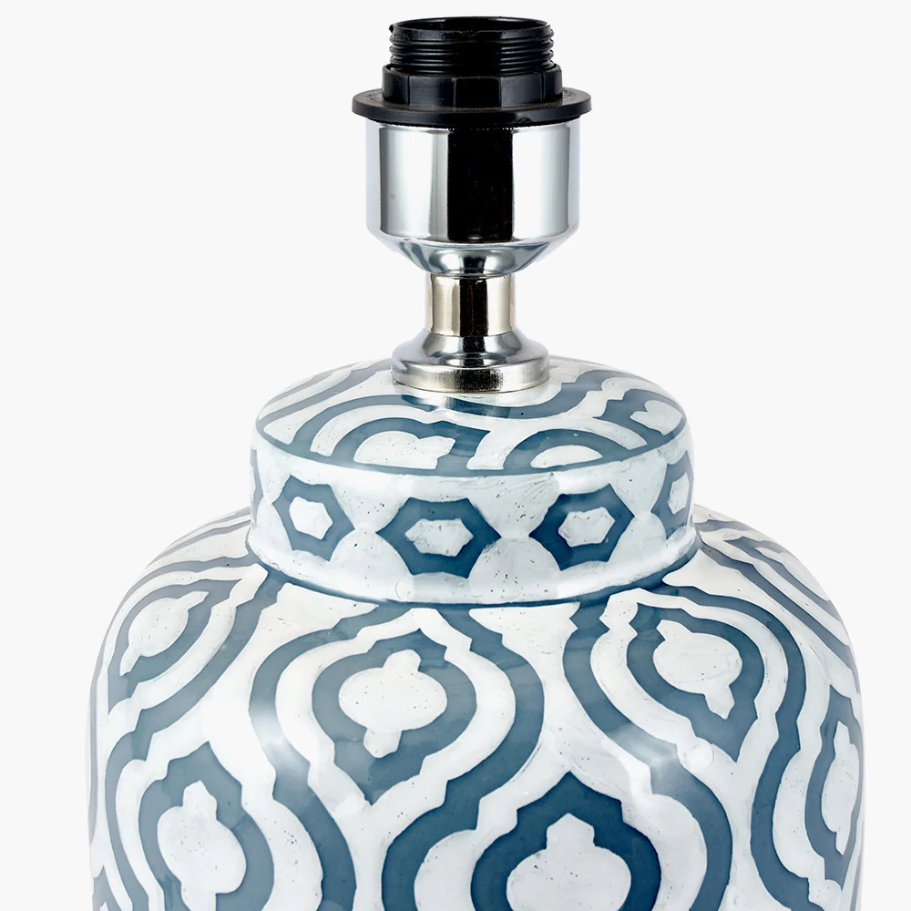 Pacific Lifestyle Astrid Grey and White Pattern Ceramic Table Lamp Base - Image 4