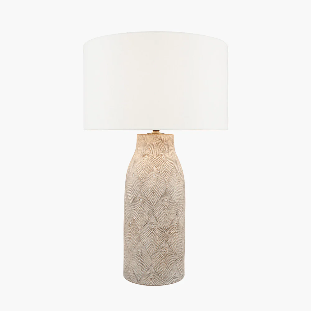 Pacific Lifestyle Axel Stone Grey Feather Stoneware Table Lamp Base - Image 2