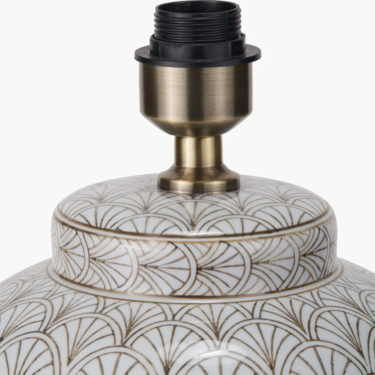 Pacific Lifestyle Barbier White Art Deco Fan Ceramic Table Lamp Base - Image 4
