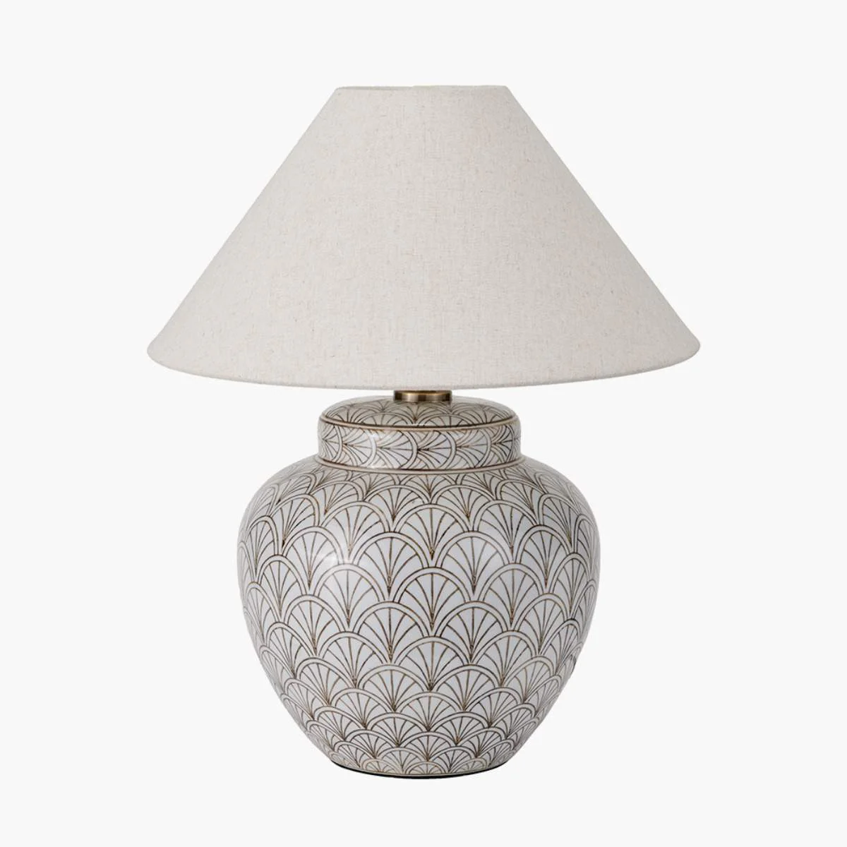 Pacific Lifestyle Barbier White Art Deco Fan Ceramic Table Lamp Base - Image 7