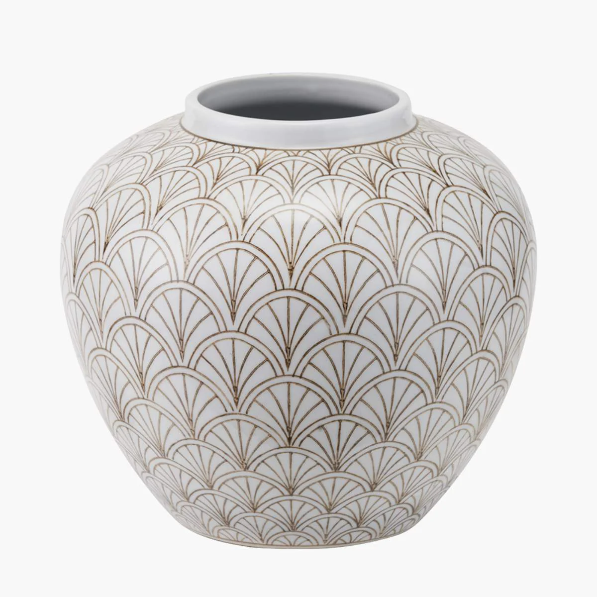 Pacific Lifestyle Barbier White Art Deco Fan Ceramic Vase - Image 2