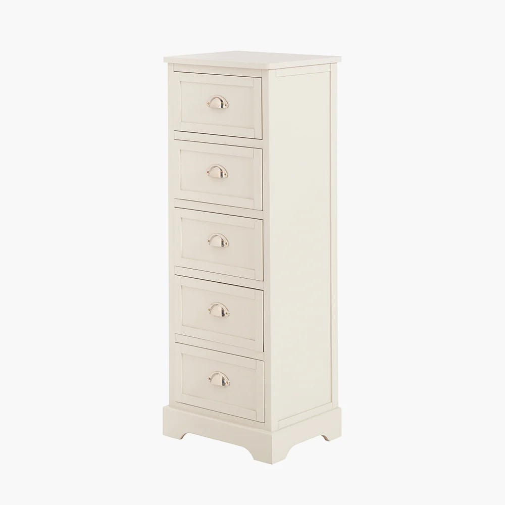 Pacific Lifestyle Croft Linen Pine Wood 5 Drawer Tall Unit - Image 2