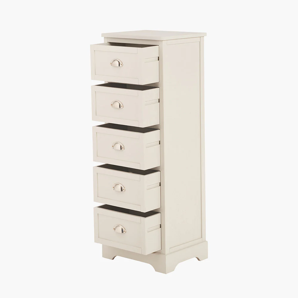 Pacific Lifestyle Croft Linen Pine Wood 5 Drawer Tall Unit - Image 5