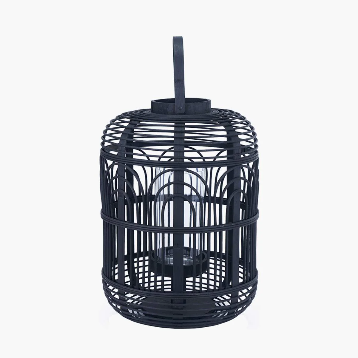 Pacific Lifestyle Black Bamboo and Glass Lantern - Image 10