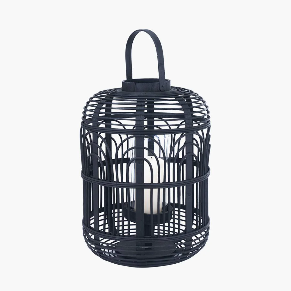 Pacific Lifestyle Black Bamboo and Glass Lantern - Image 11