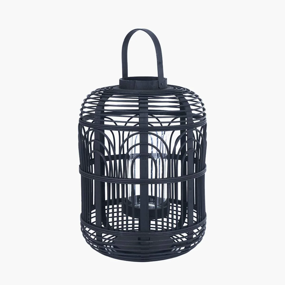 Pacific Lifestyle Black Bamboo and Glass Lantern - Image 12