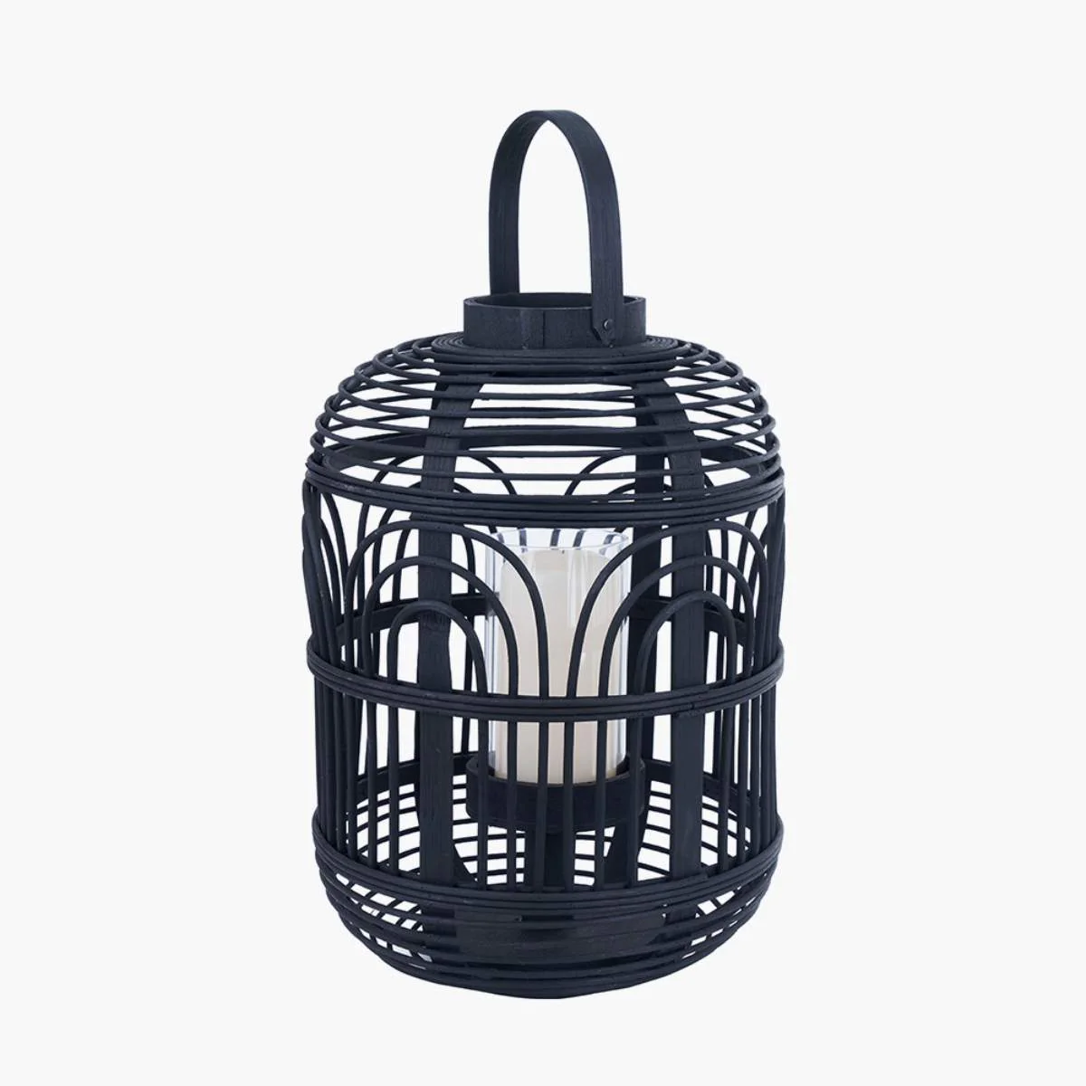 Pacific Lifestyle Black Bamboo and Glass Lantern - Image 4
