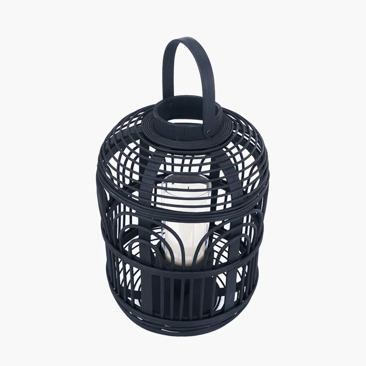 Pacific Lifestyle Black Bamboo and Glass Lantern - Image 5