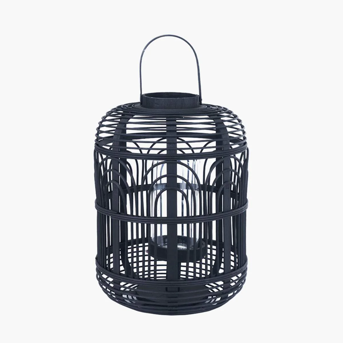 Pacific Lifestyle Black Bamboo and Glass Lantern - Image 9