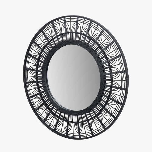 Pacific Lifestyle Black Bamboo Frame Round Wall Mirror - Image 3