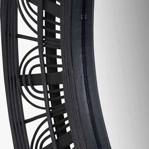Pacific Lifestyle Black Bamboo Frame Round Wall Mirror - Image 4