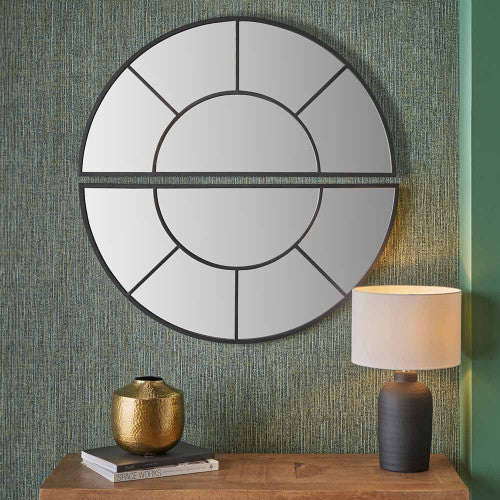 Pacific Lifestyle Black Metal 2 Half Moon Section Wall Mirror - Image 6