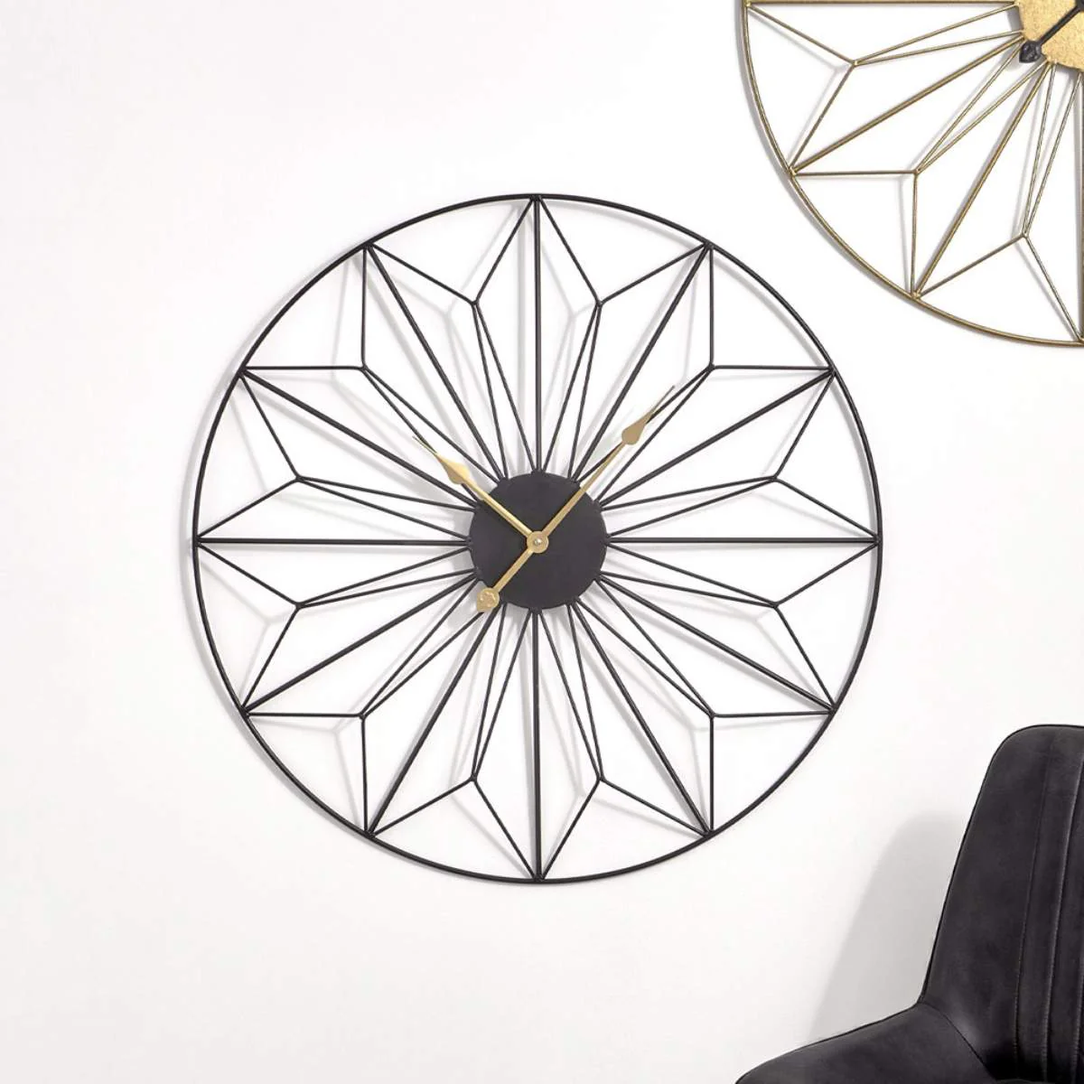 Pacific Lifestyle Black Metal Geo Design Round Wall Clock - Image 5