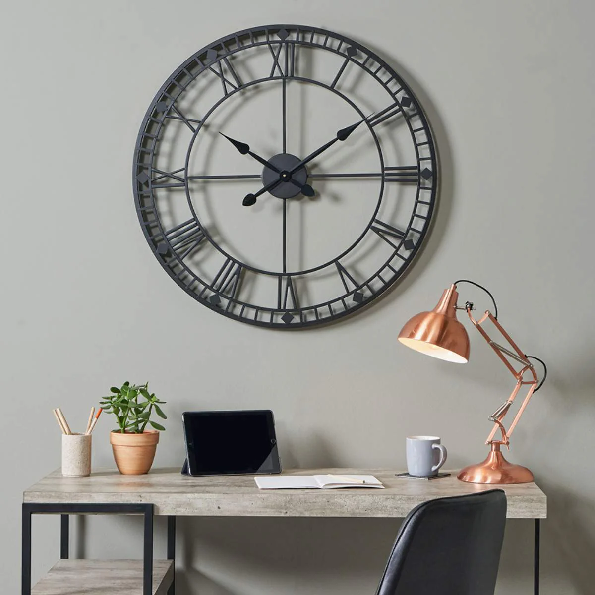 Pacific Lifestyle Black Metal Round Wall Clock Large - Image 8