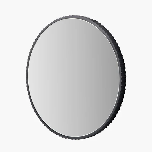 Pacific Lifestyle Black Metal Textured Edged Round Wall Mirror - Image 2