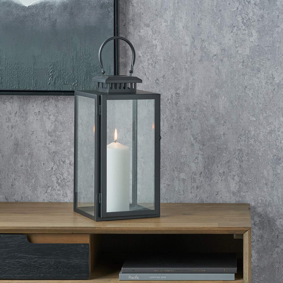 Pacific Lifestyle Black Stainless Steel and Glass Rectangular Lantern - Image 17