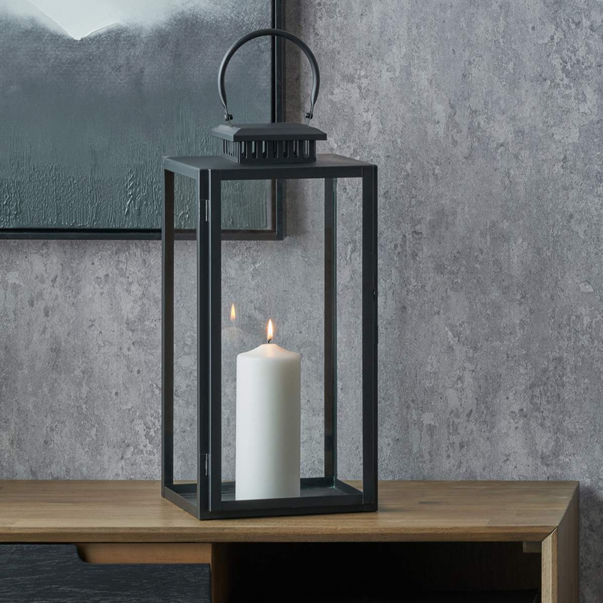 Pacific Lifestyle Black Stainless Steel and Glass Rectangular Lantern - Image 18