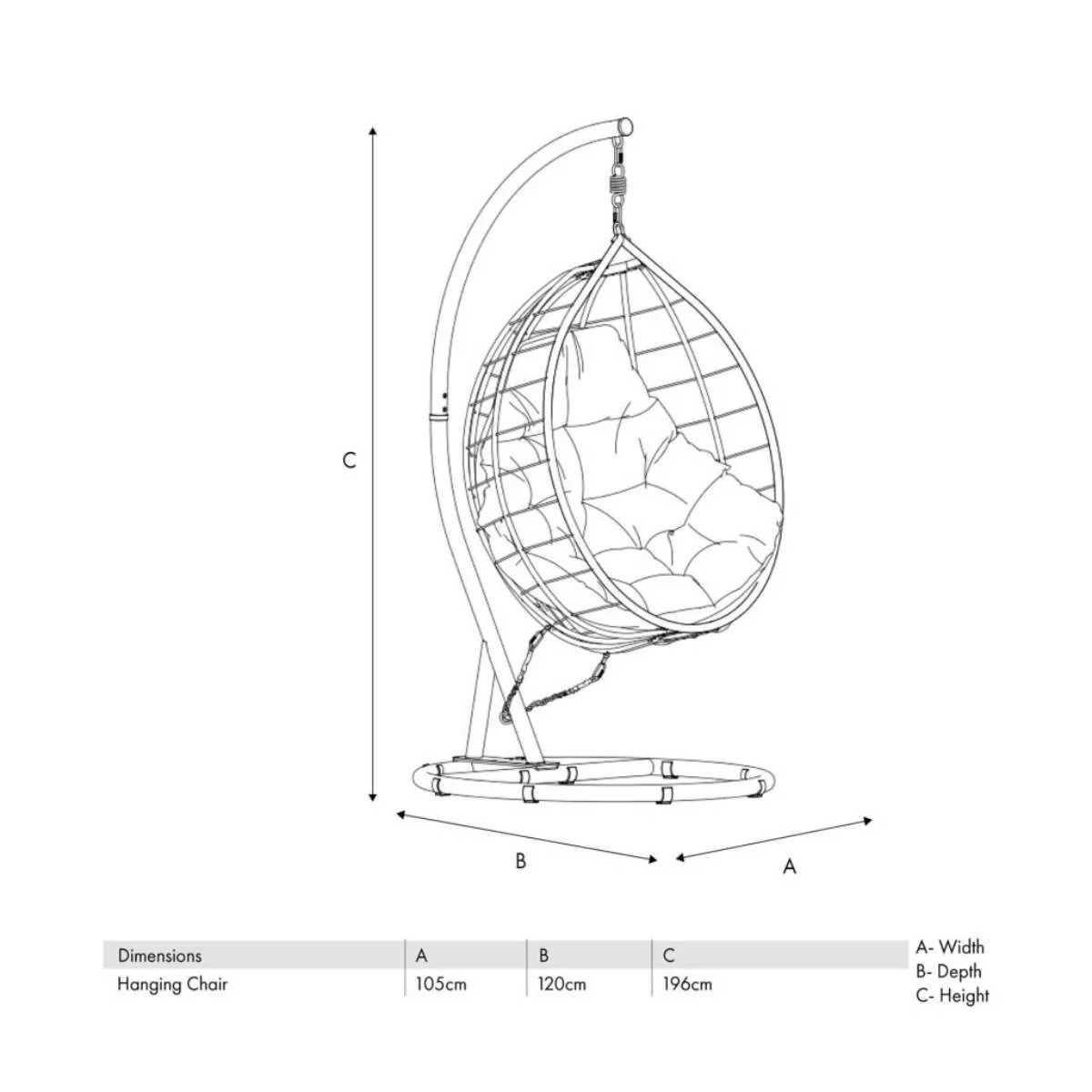 Pacific Lifestyle Blake Anthracite Outdoor Hanging Chair - Image 18