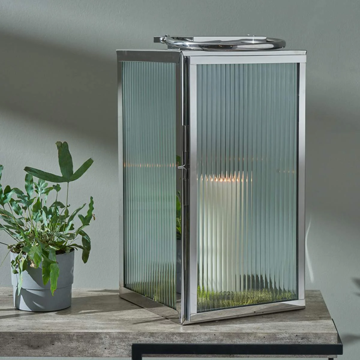 Pacific Lifestyle Brass Metal and Smoked Glass Panelled Hurricane - Image 8