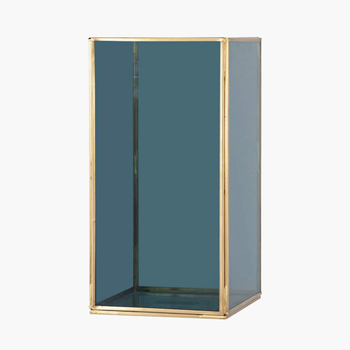 Pacific Lifestyle Brass Metal and Smoked Glass Panelled Square Hurricane - Image 2