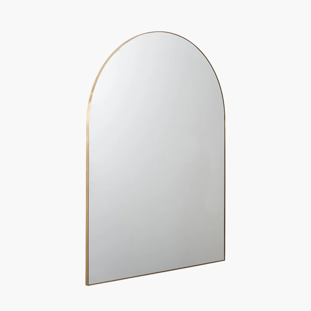 Pacific Lifestyle Brushed Gold Metal Slim Frame Tall Arch Wall Mirror - Image 2