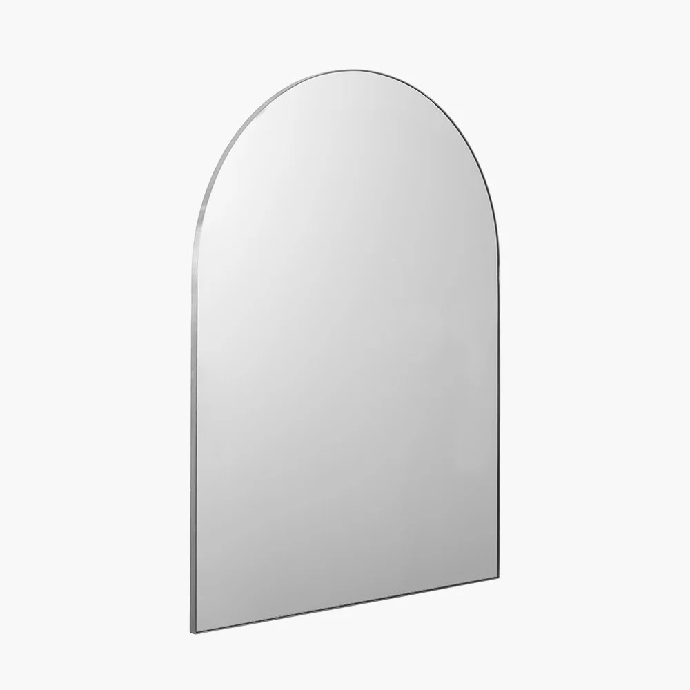 Pacific Lifestyle Brushed Silver Metal Slim Frame Tall Arch Wall Mirror - Image 2
