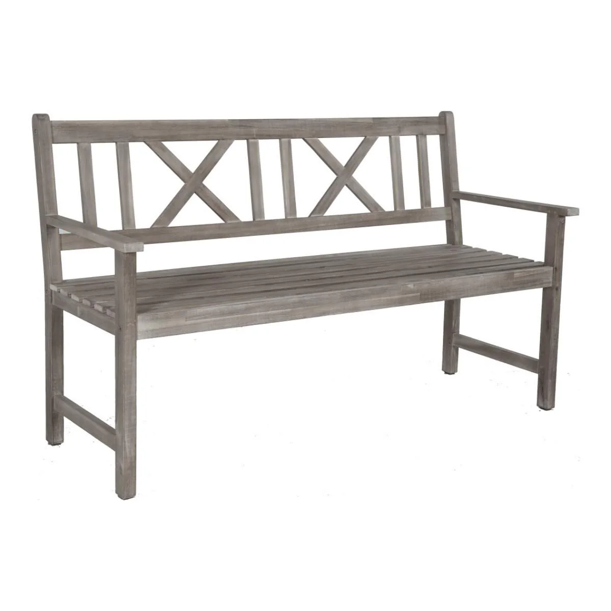 Pacific Lifestyle Cambridge Antique Grey Outdoor 3 Seater Acacia Wood Bench - Image 2