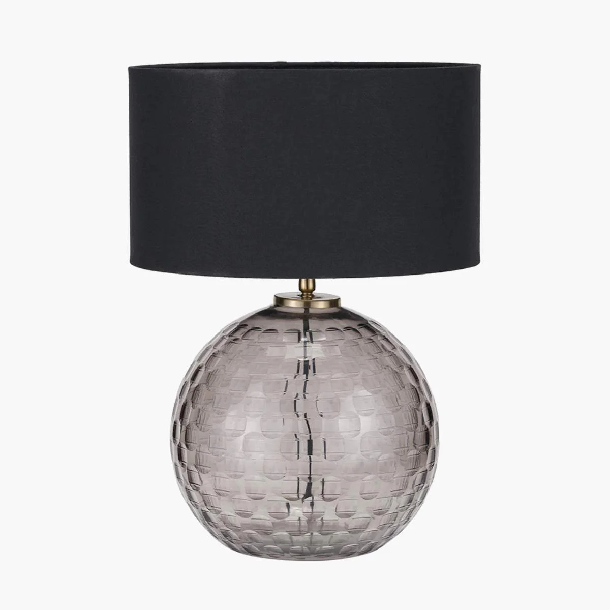Pacific Lifestyle Camille Smoke Grey Circle Design Handcut Glass Table Lamp Base - Image 8