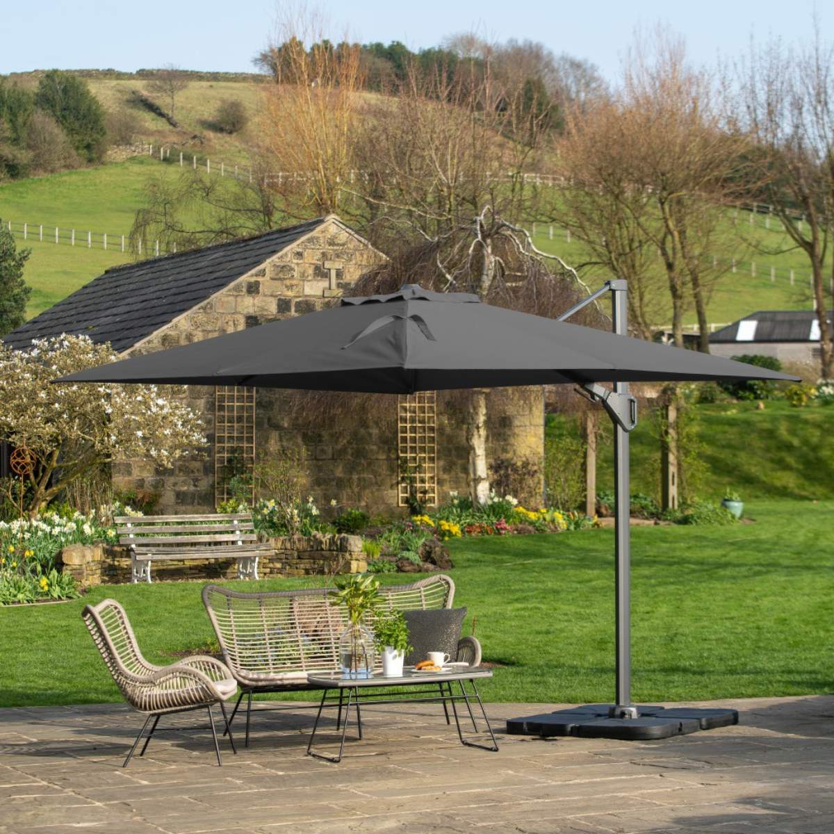 Pacific Lifestyle Challenger T2 3.5 x 2.6m Rectangular Anthracite Free Arm Parasol - Image 14